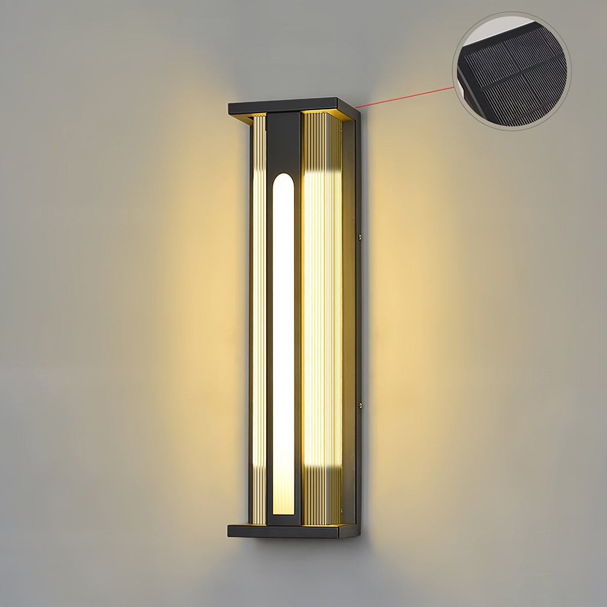 Modern Black Outdoor Wall Light – Solar Sconce for Porch