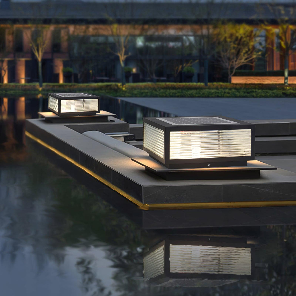 Modern Black Garden Light – Low Post Light for Patio