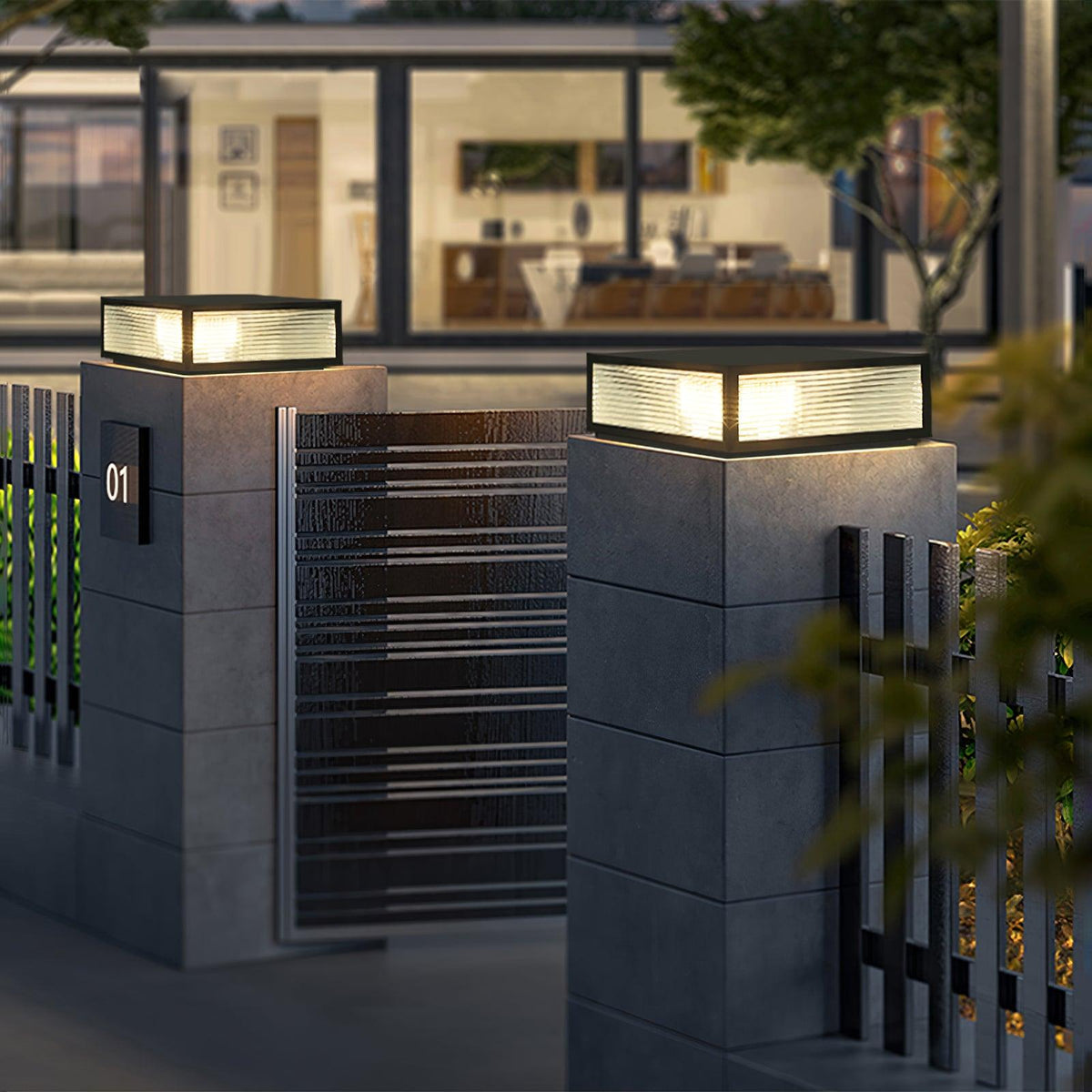 Modern Black Garden Light – Low Post Light for Patio