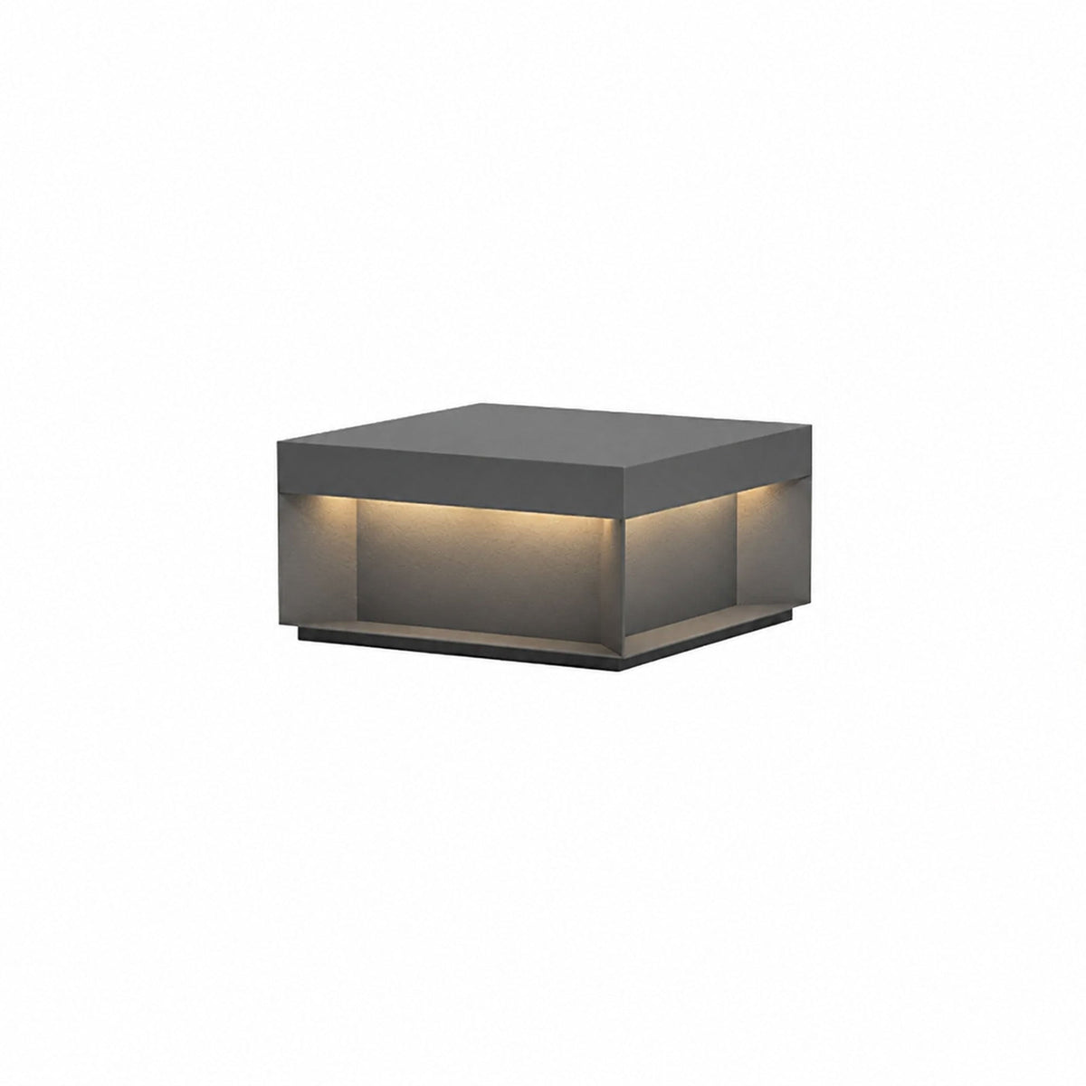 Modern Grey Box Post Light – Solar Pillar Light for Gate