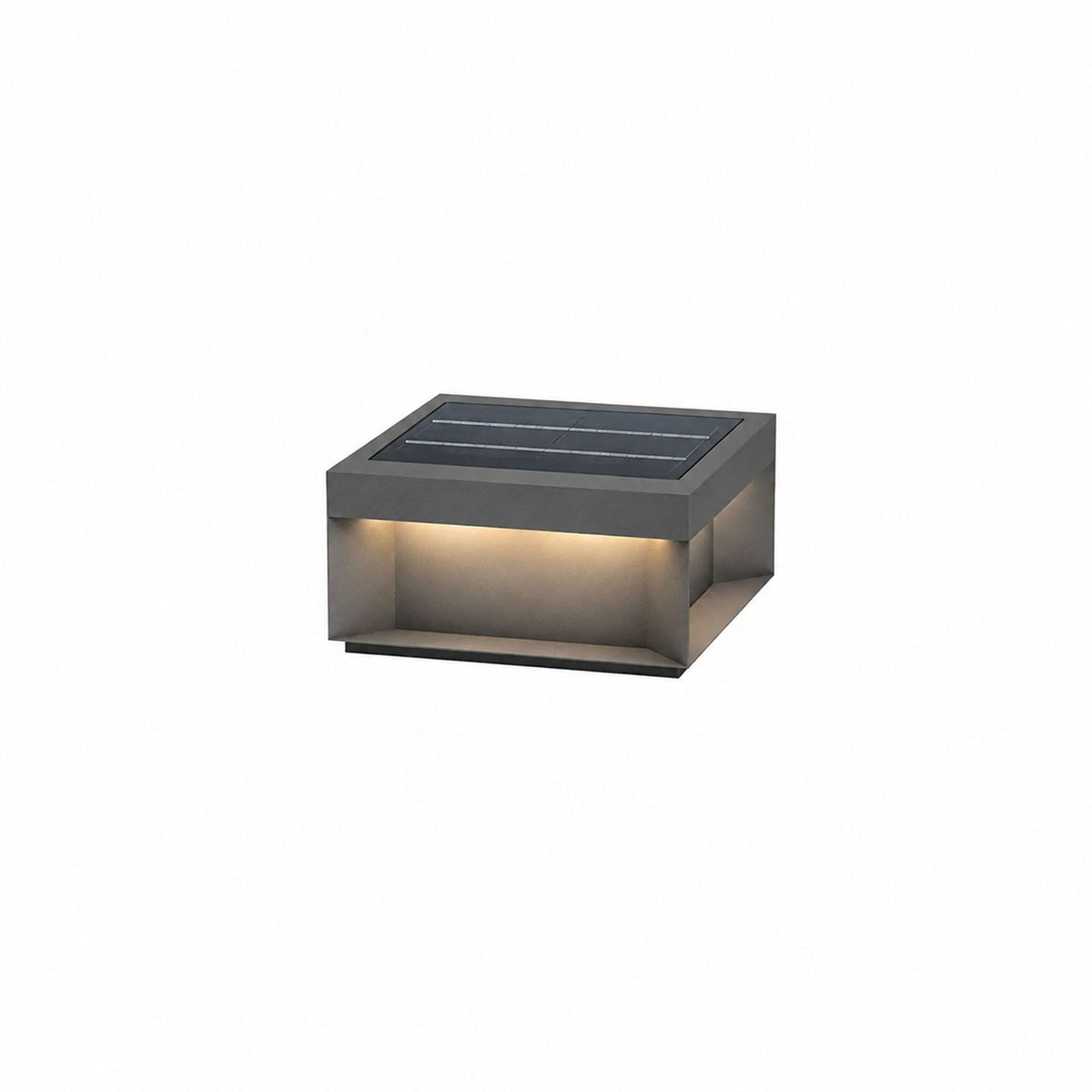 Modern Grey Box Post Light – Solar Pillar Light for Gate