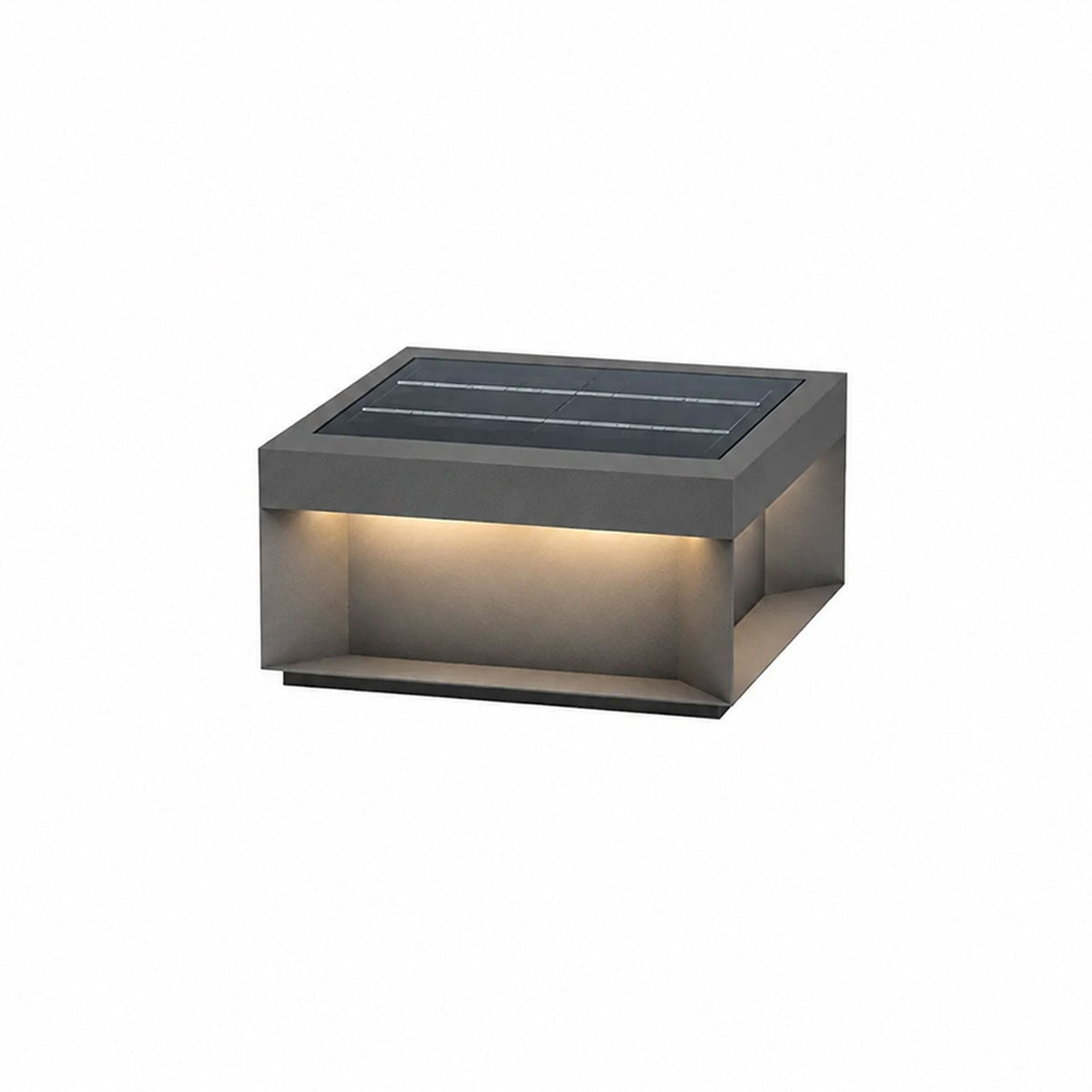 Modern Grey Box Post Light – Solar Pillar Light for Gate