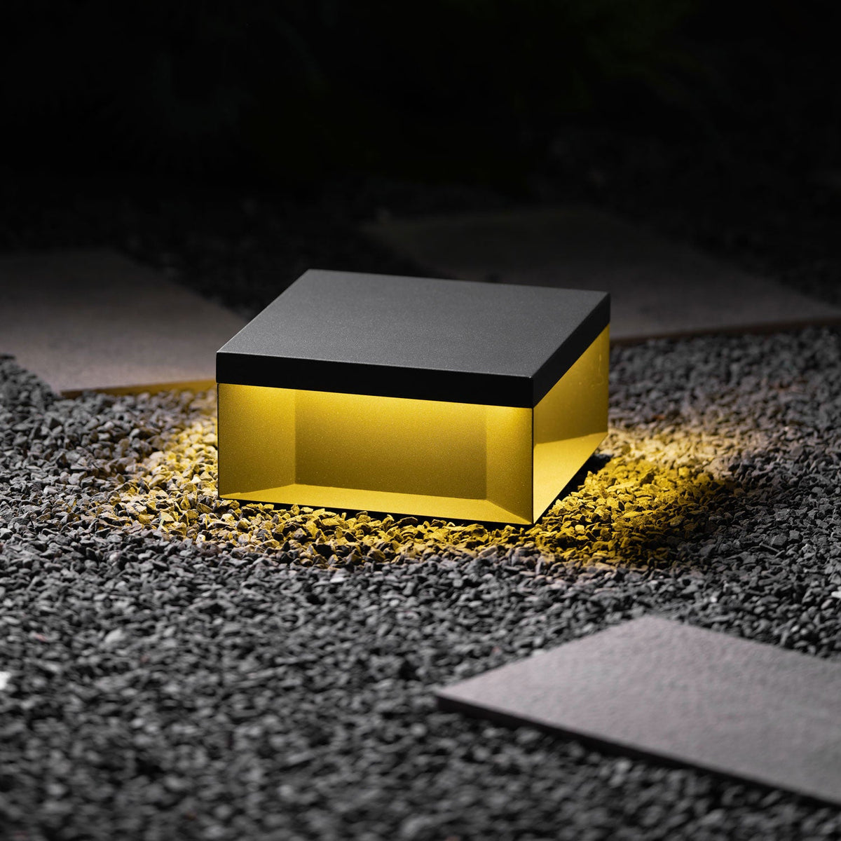 Modern Grey Box Post Light – Solar Pillar Light for Gate