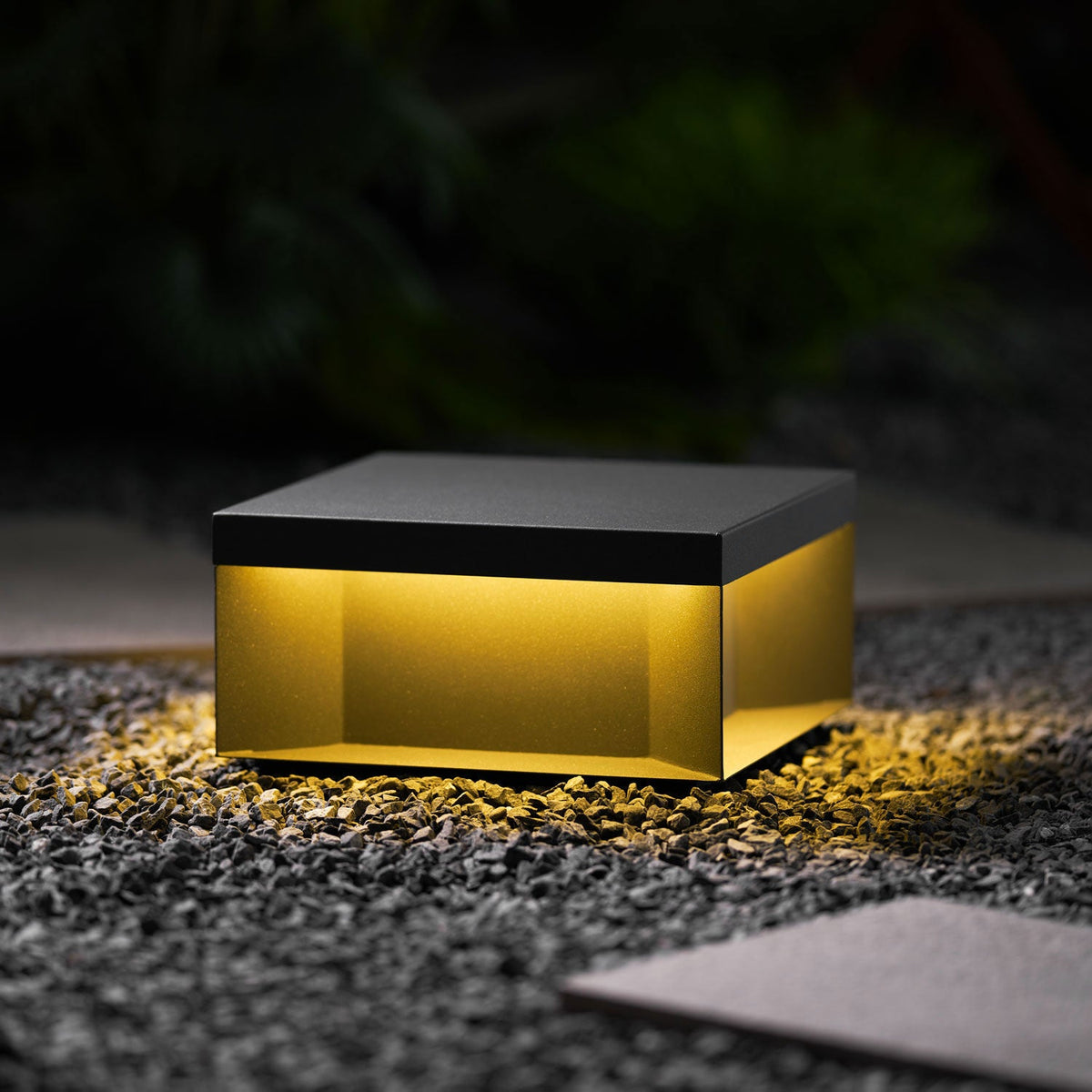 Modern Grey Box Post Light – Solar Pillar Light for Gate