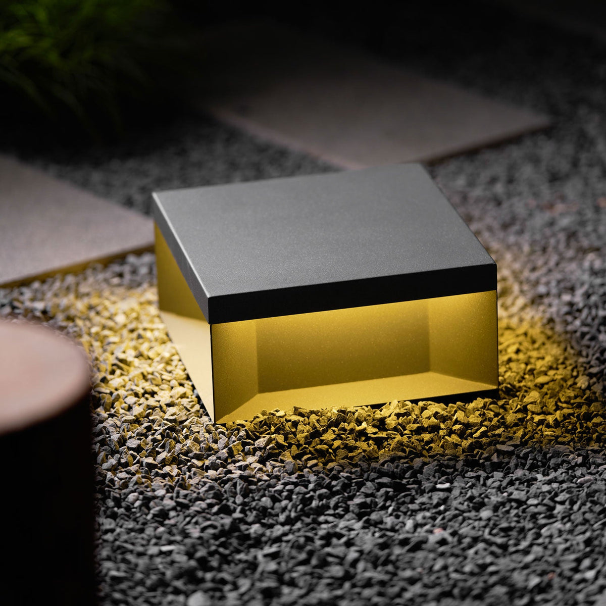 Modern Grey Box Post Light – Solar Pillar Light for Gate