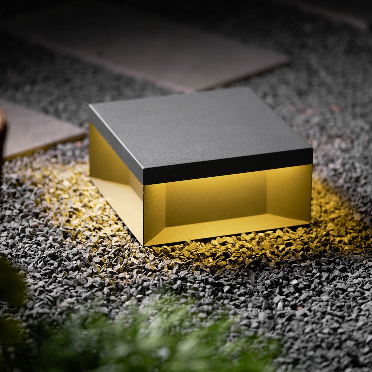 Modern Grey Box Post Light – Solar Pillar Light for Gate