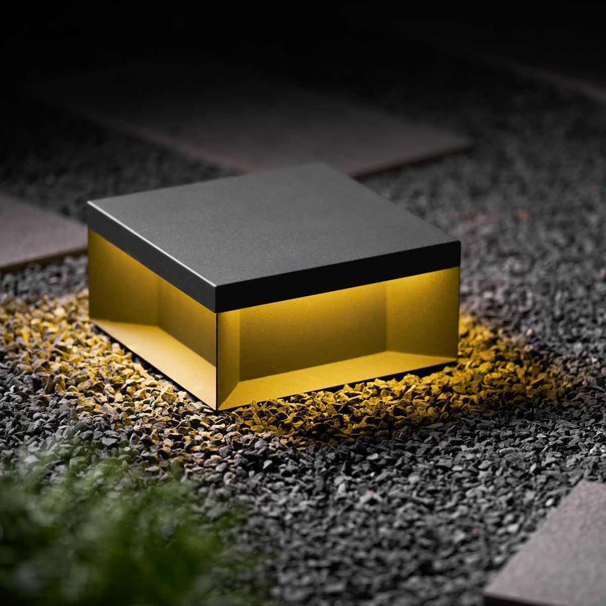 Modern Grey Box Post Light – Solar Pillar Light for Gate