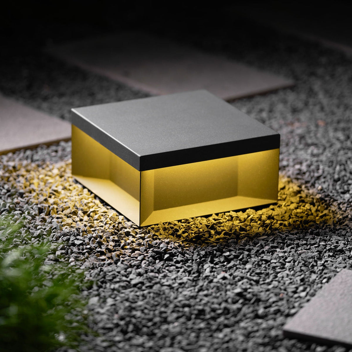 Modern Grey Box Post Light – Solar Pillar Light for Gate