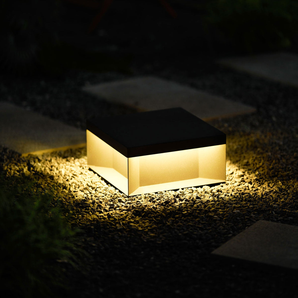 Modern Grey Box Post Light – Solar Pillar Light for Gate