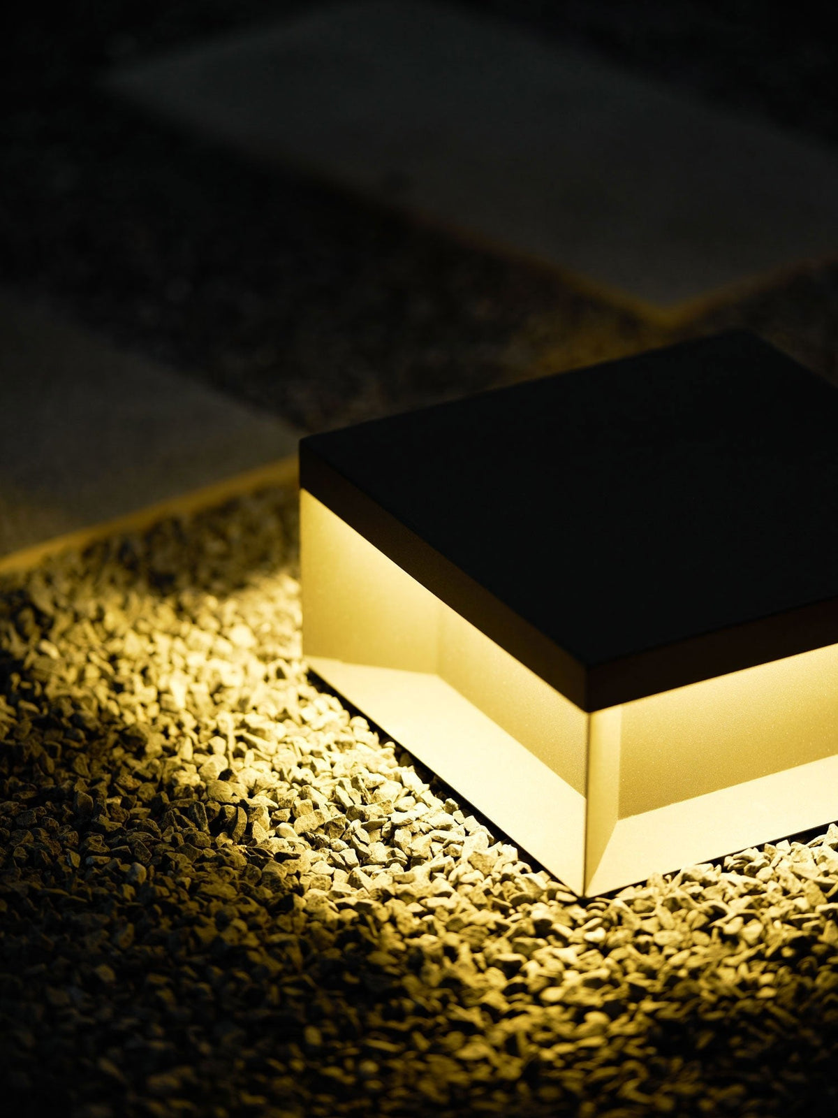Modern Grey Box Post Light – Solar Pillar Light for Gate