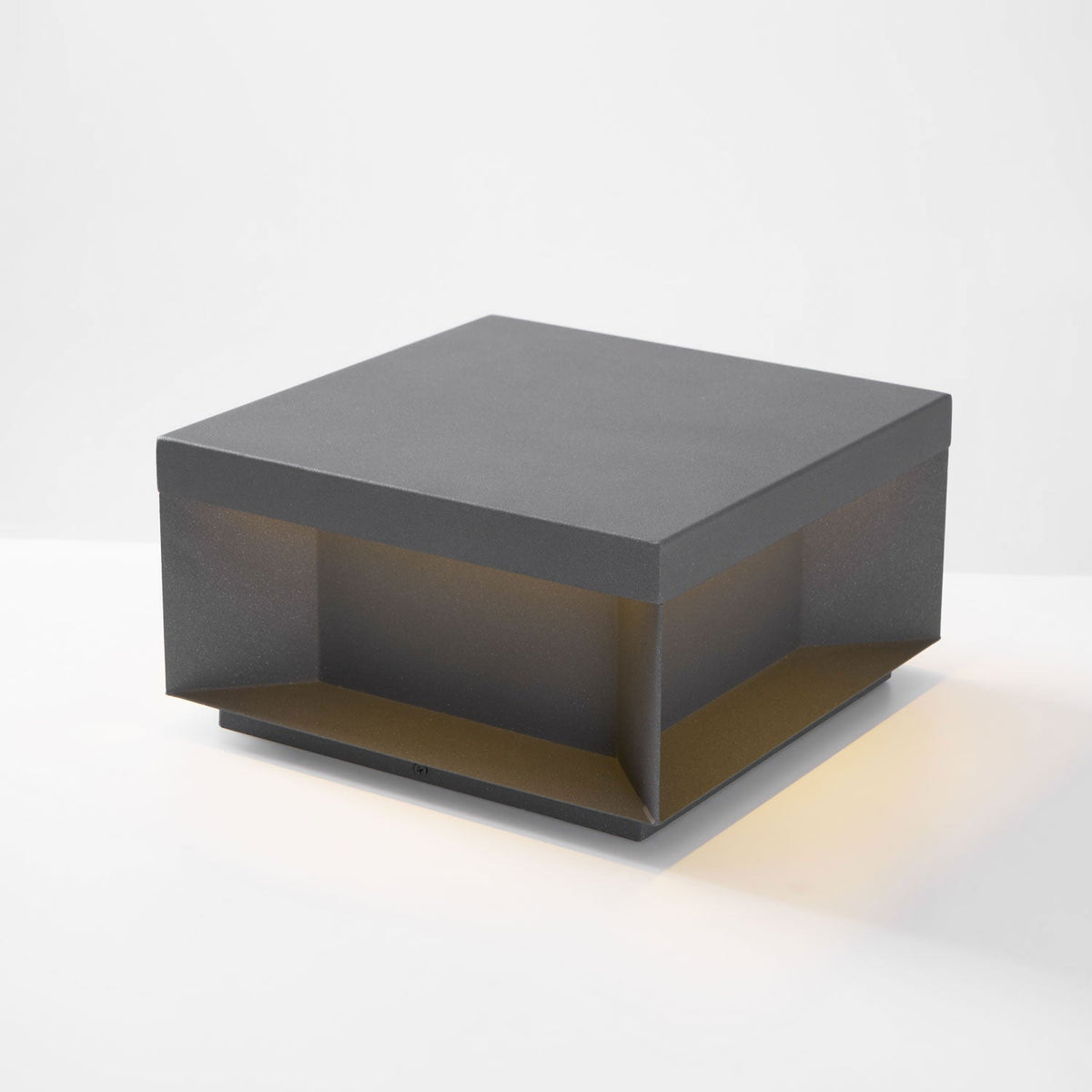 Modern Grey Box Post Light – Solar Pillar Light for Gate