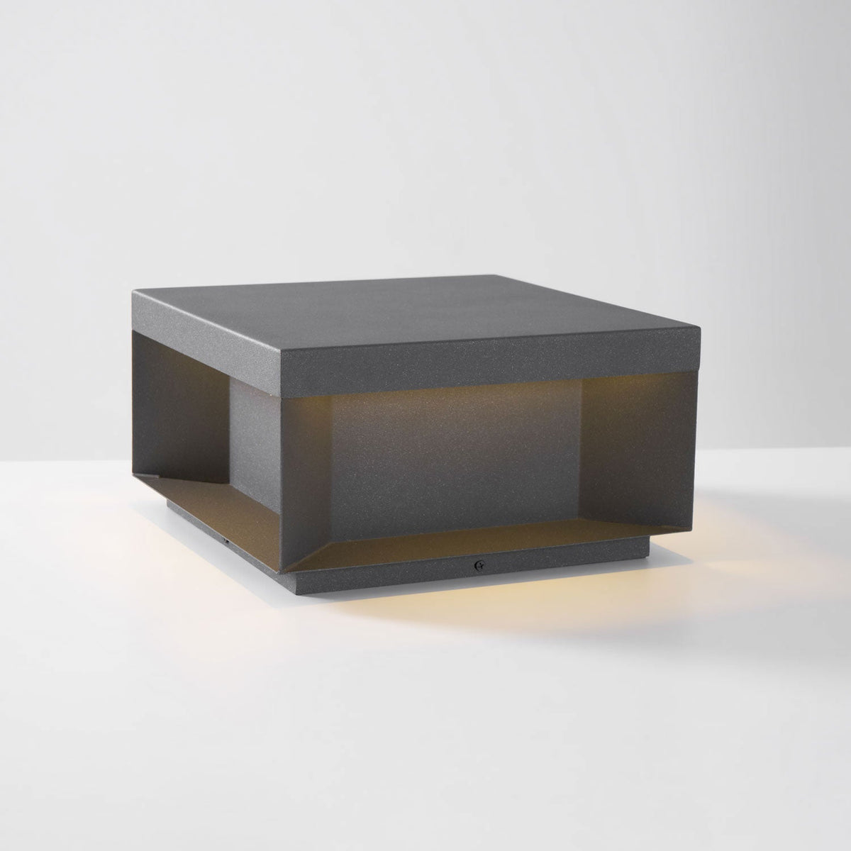 Modern Grey Box Post Light – Solar Pillar Light for Gate
