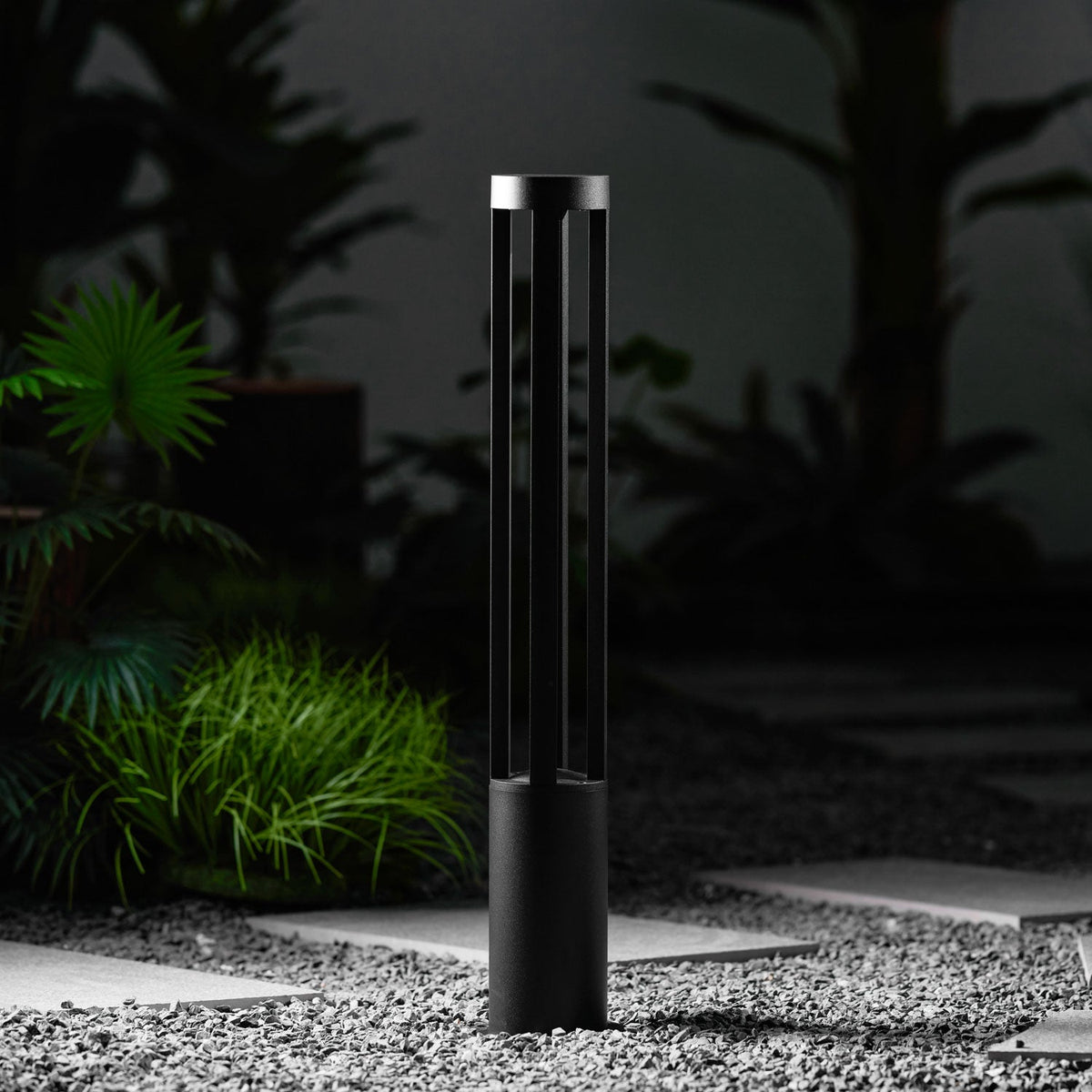 Modern Black Bollard Light – Cylinder Path Light for Garden