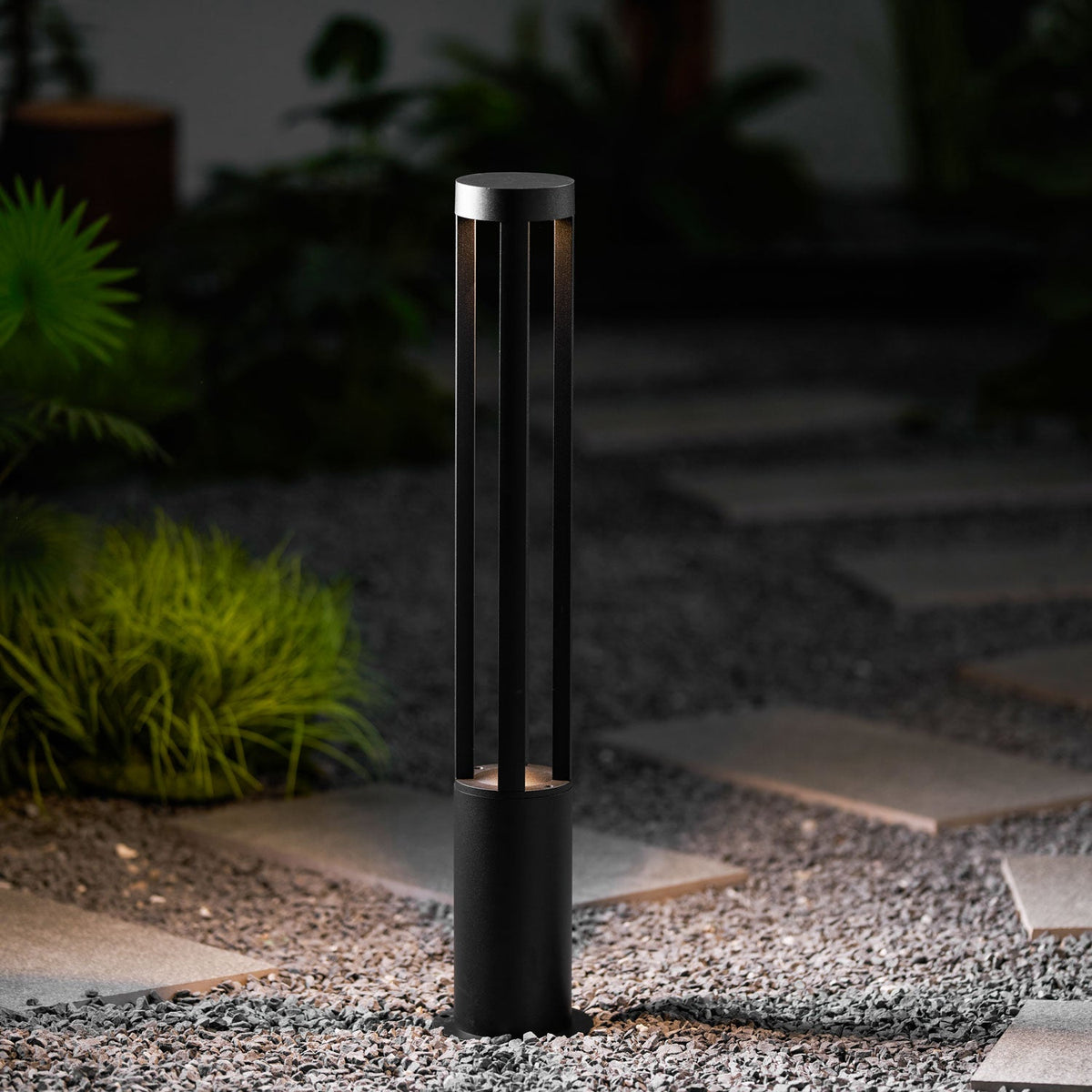 Modern Black Bollard Light – Cylinder Path Light for Garden