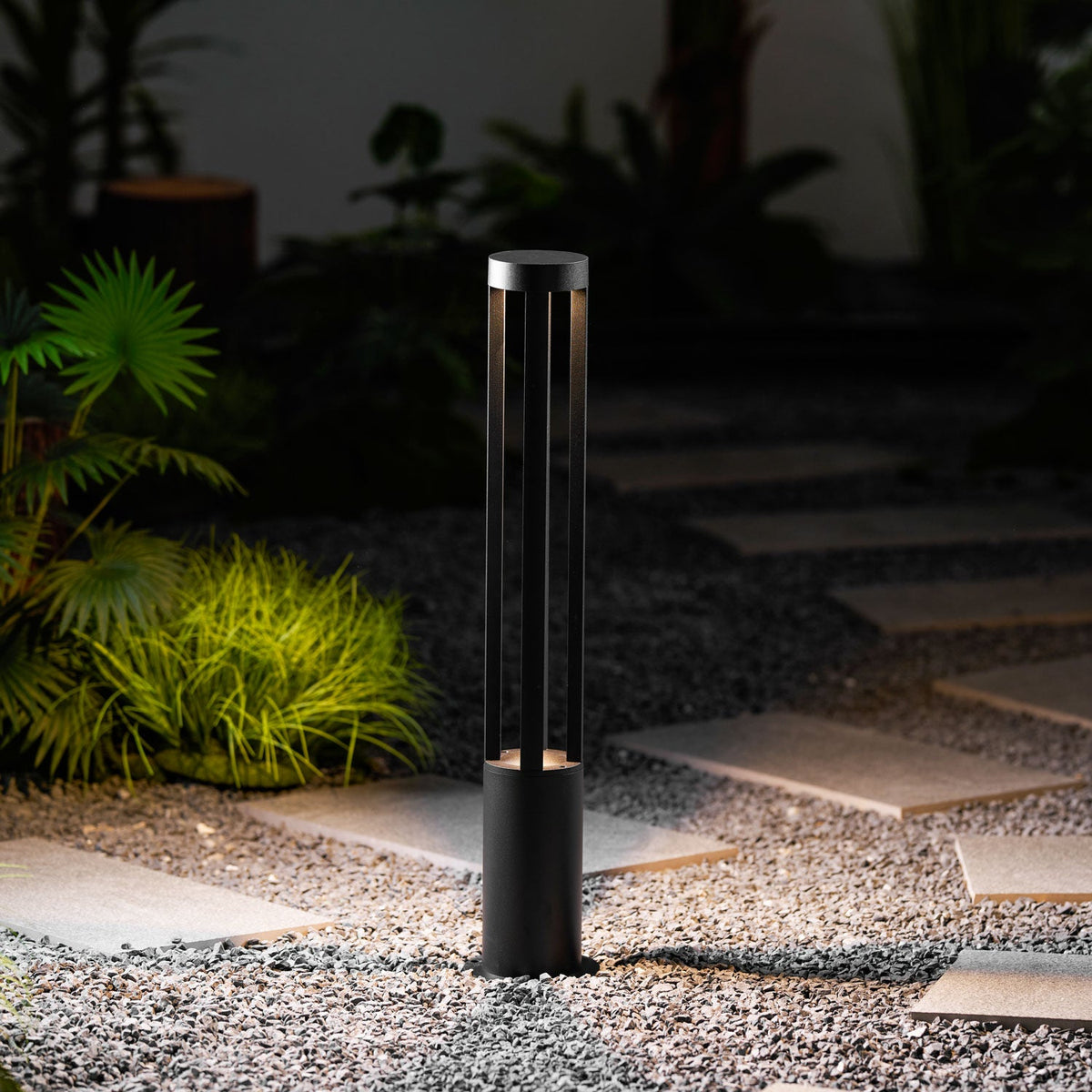 Modern Black Bollard Light – Cylinder Path Light for Garden
