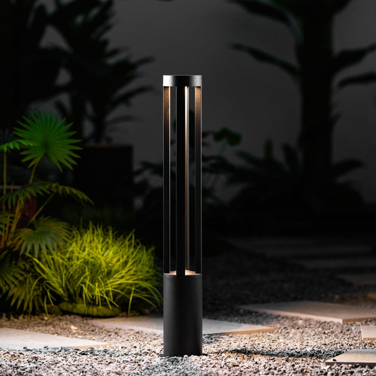 Modern Black Bollard Light – Cylinder Path Light for Garden