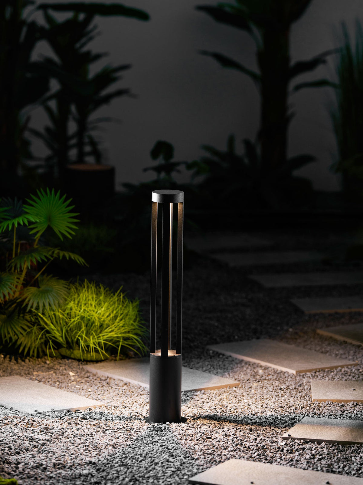Modern Black Bollard Light – Cylinder Path Light for Garden
