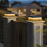 Modern Grey Box Post Light – Solar Pillar Light for Gate