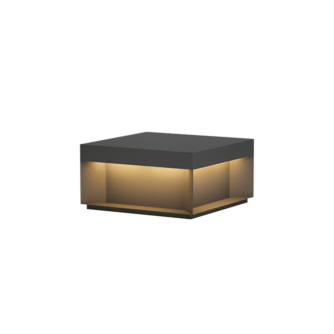 Modern Grey Box Post Light – Solar Pillar Light for Gate