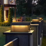 Modern Grey Box Post Light – Solar Pillar Light for Gate