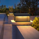 Modern Grey Box Post Light – Solar Pillar Light for Gate