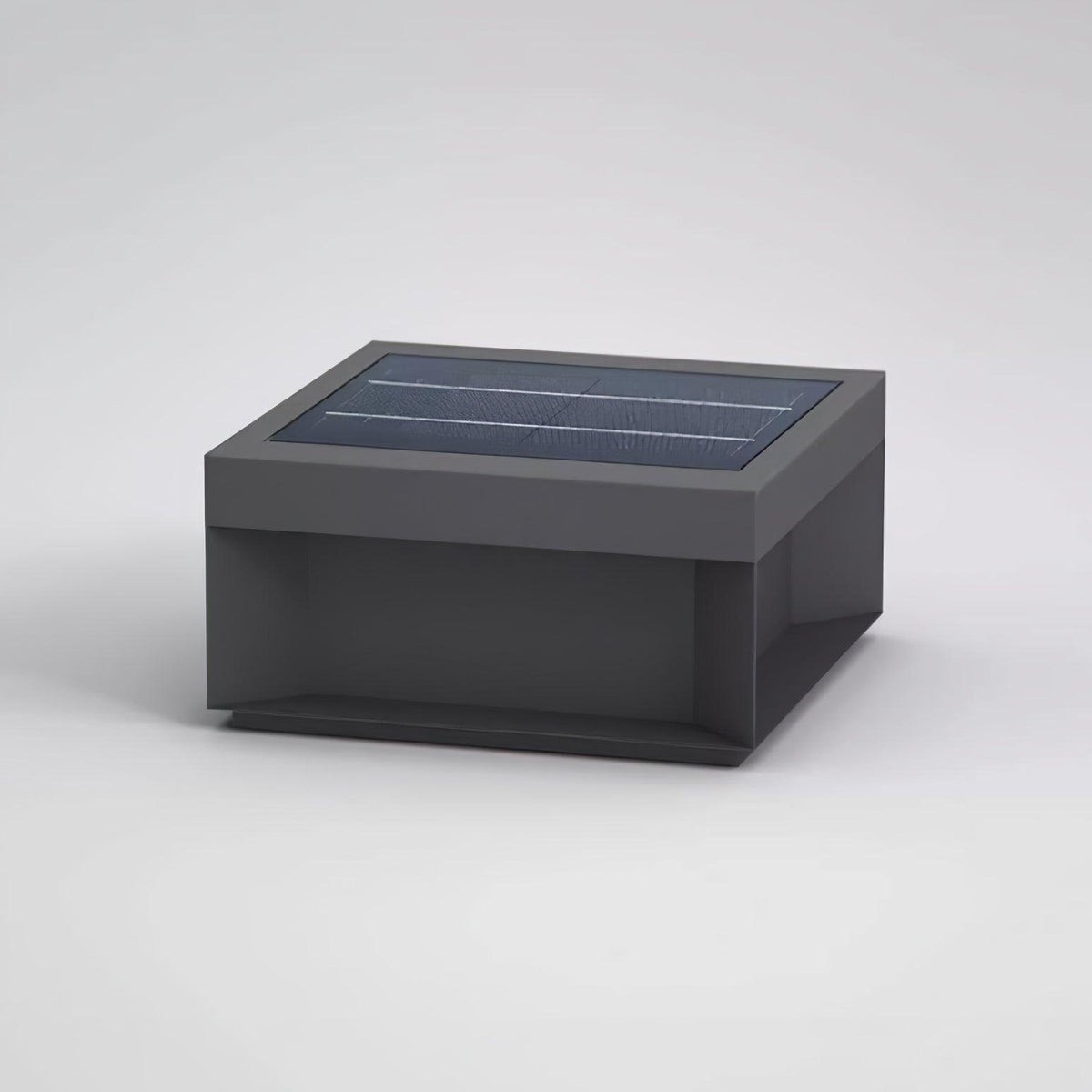 Modern Grey Box Post Light – Solar Pillar Light for Gate