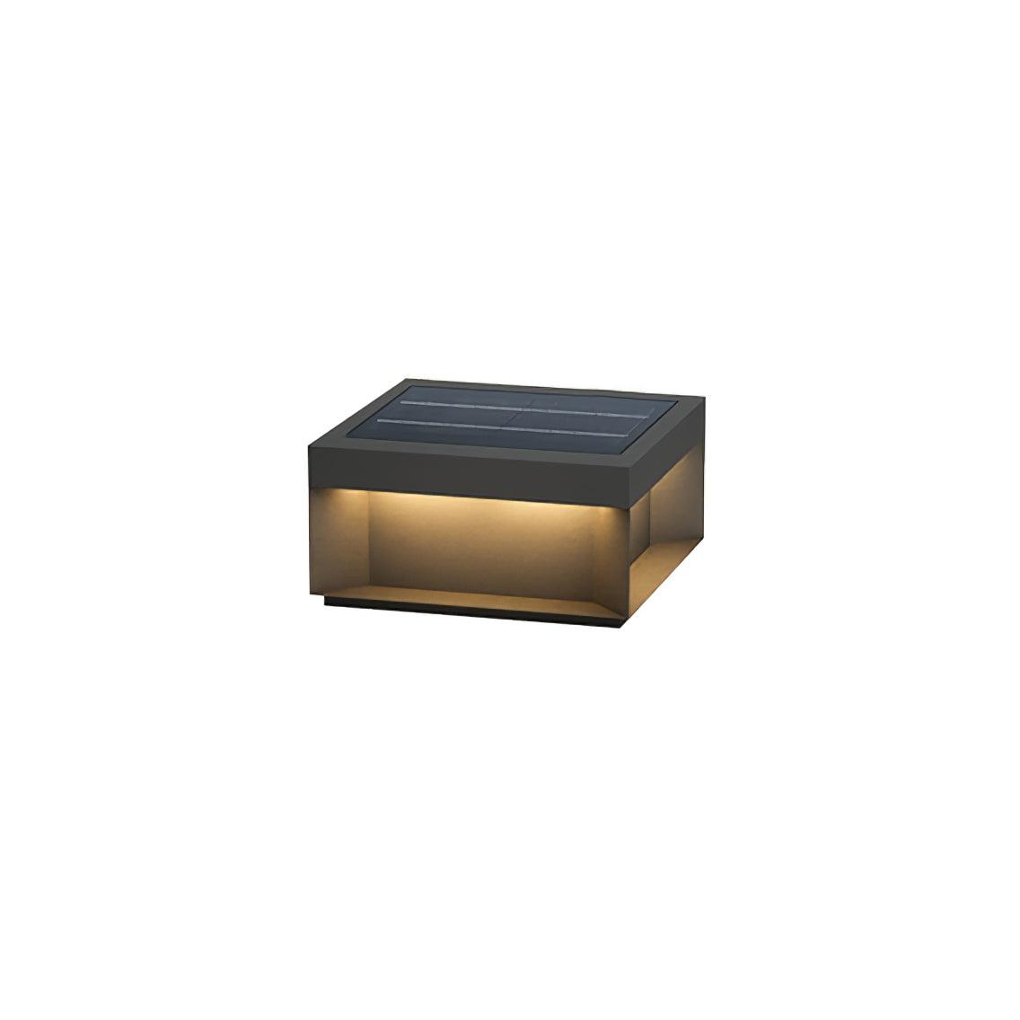 Modern Grey Box Post Light – Solar Pillar Light for Gate