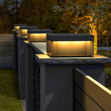 Modern Grey Box Post Light – Solar Pillar Light for Gate