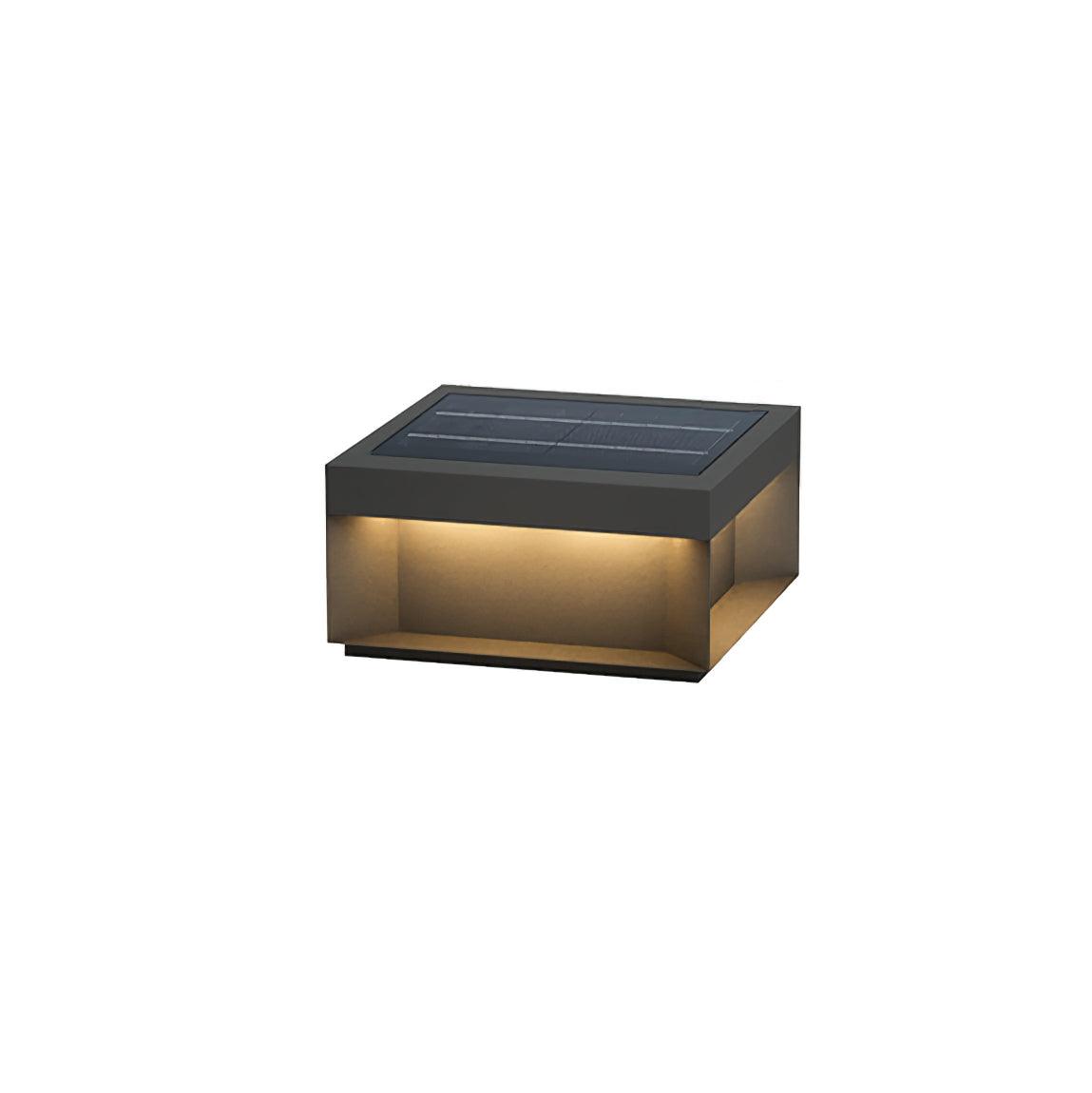 Modern Grey Box Post Light – Solar Pillar Light for Gate