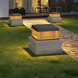 Modern Grey Box Post Light – Solar Pillar Light for Gate