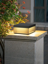 Modern Grey Box Post Light – Solar Pillar Light for Gate