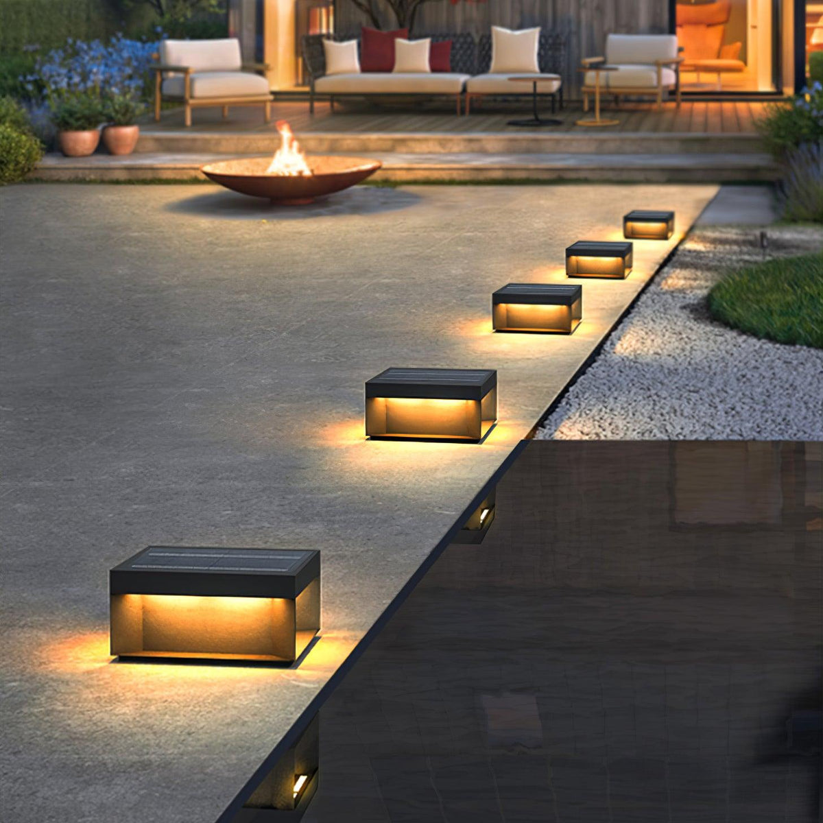 Modern Grey Box Post Light – Solar Pillar Light for Gate