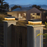 Modern Grey Box Post Light – Solar Pillar Light for Gate
