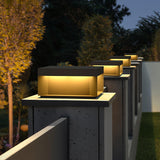 Modern Grey Box Post Light – Solar Pillar Light for Gate