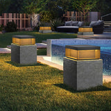 Modern Grey Box Post Light – Solar Pillar Light for Gate