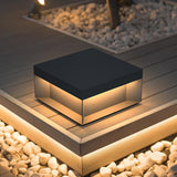 Modern Grey Box Post Light – Solar Pillar Light for Gate