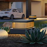 Modern Grey Box Post Light – Solar Pillar Light for Gate