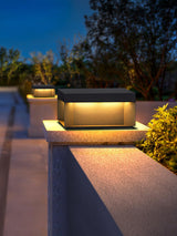 Modern Grey Box Post Light – Solar Pillar Light for Gate