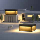 Modern Grey Box Post Light – Solar Pillar Light for Gate