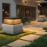 Modern Grey Box Post Light – Solar Pillar Light for Gate