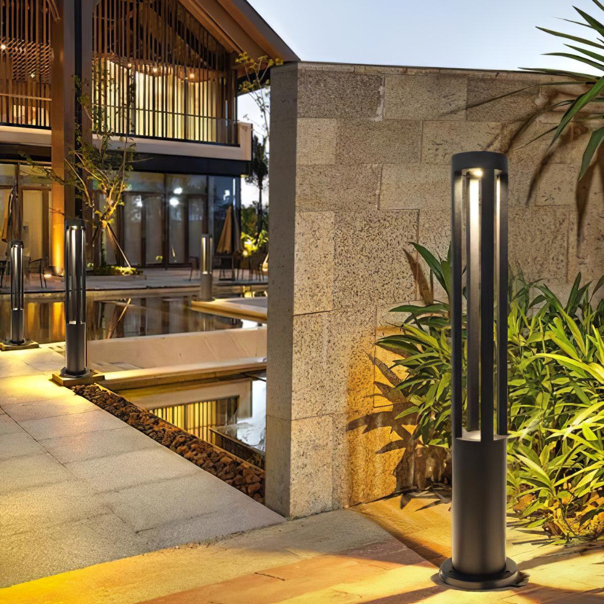Modern Black Bollard Light – Cylinder Path Light for Garden