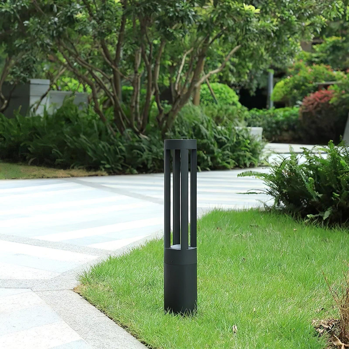 Modern Black Bollard Light – Cylinder Path Light for Garden