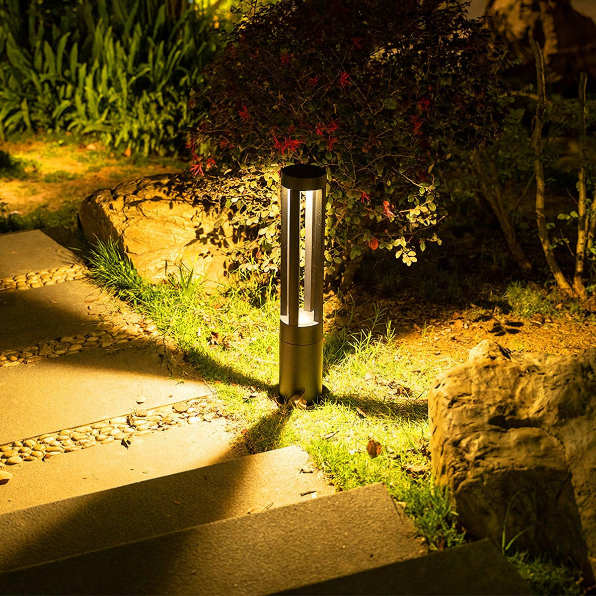 Modern Black Bollard Light – Cylinder Path Light for Garden