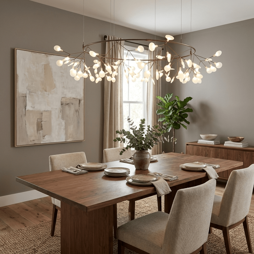 Modern Black Metal Branch Chandelier – Firefly LED