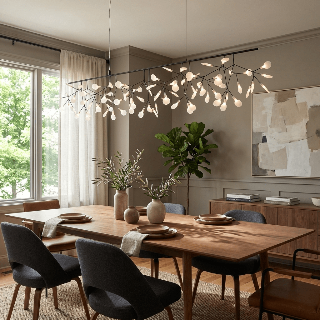 Modern Black Metal Branch Chandelier – Firefly LED