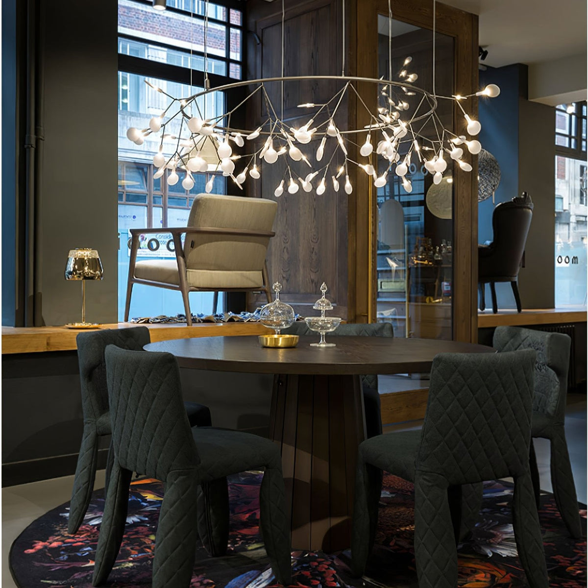Modern Black Metal Branch Chandelier – Firefly LED