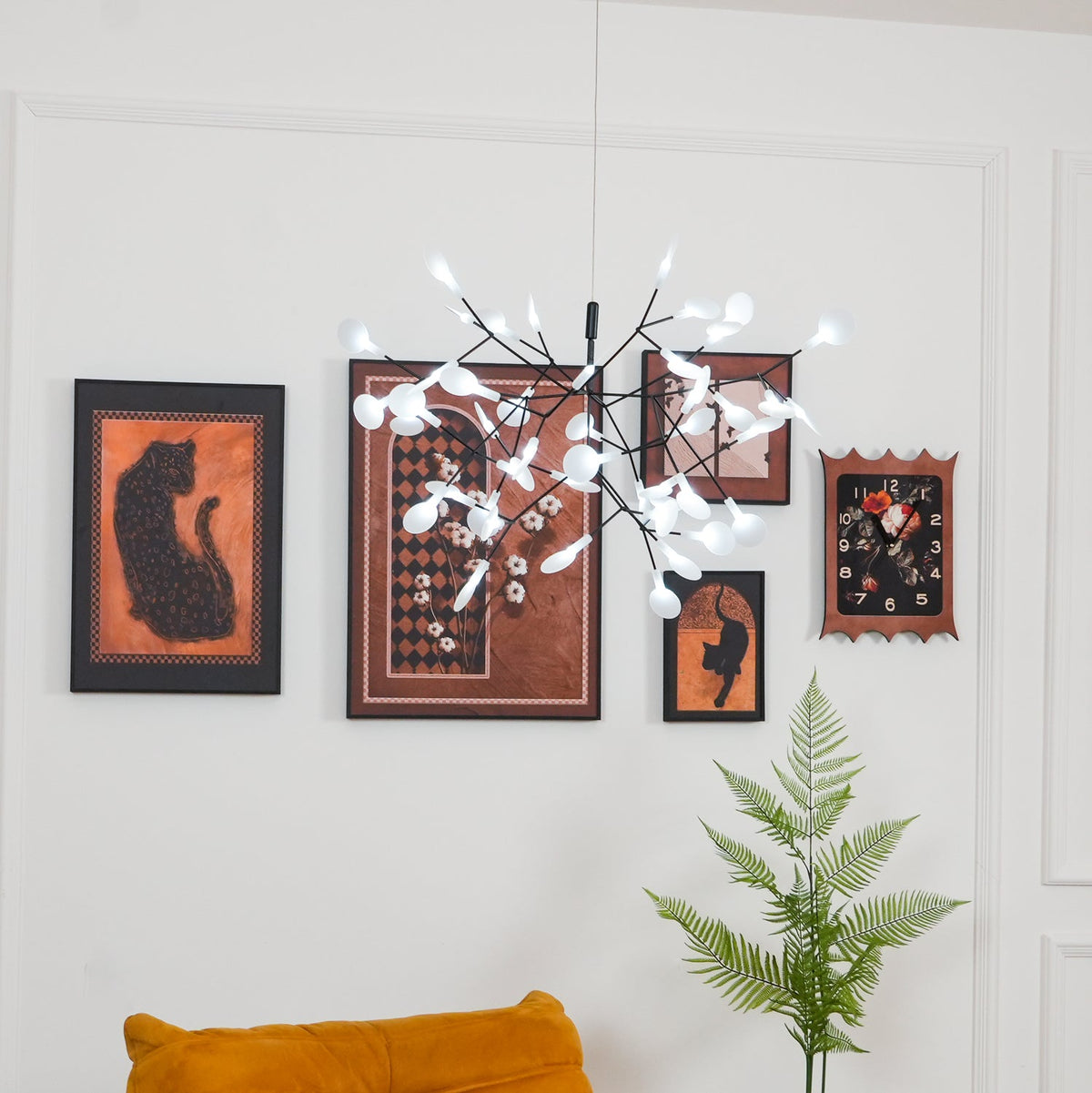 Modern Black Metal Branch Chandelier – Firefly LED