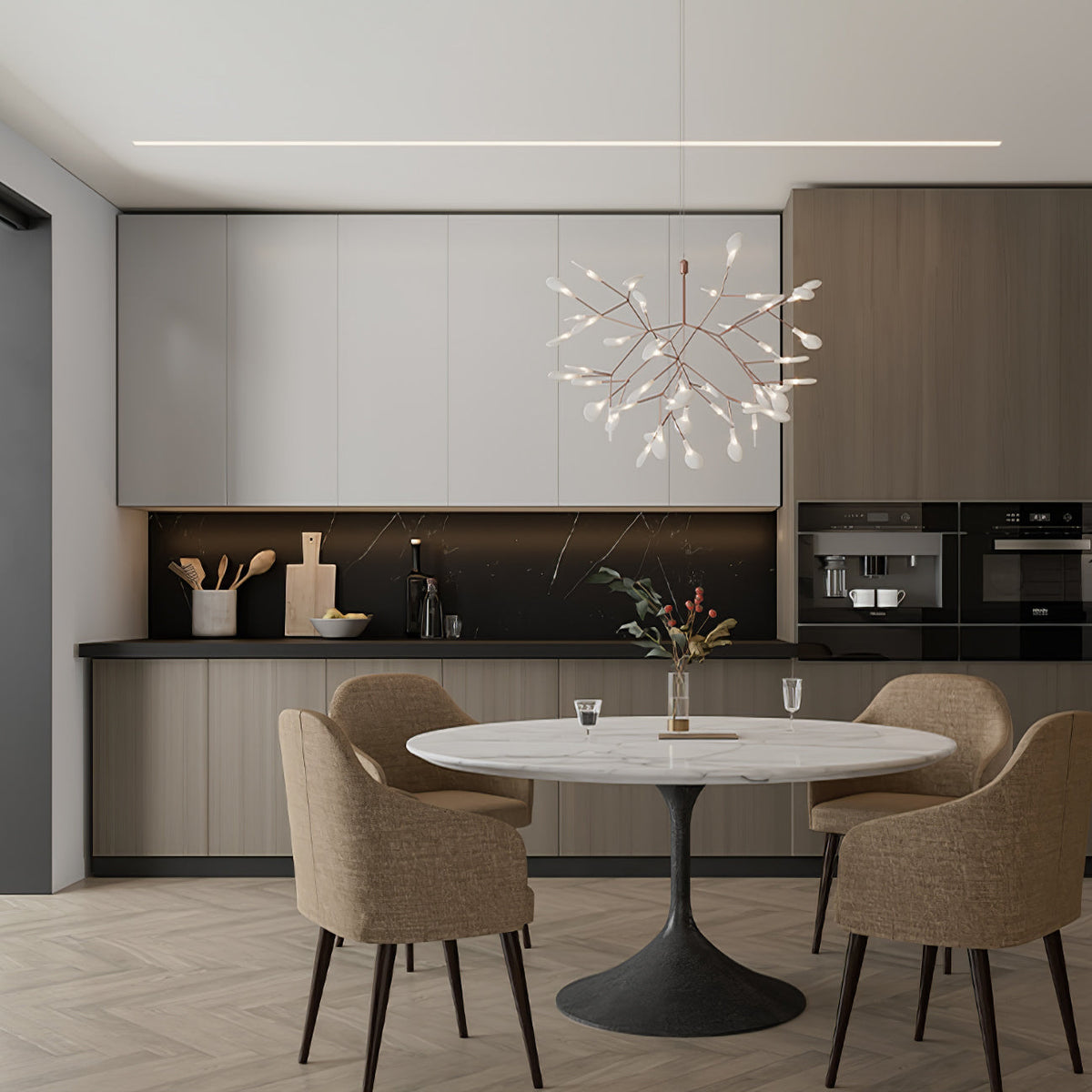 Modern Black Metal Branch Chandelier – Firefly LED