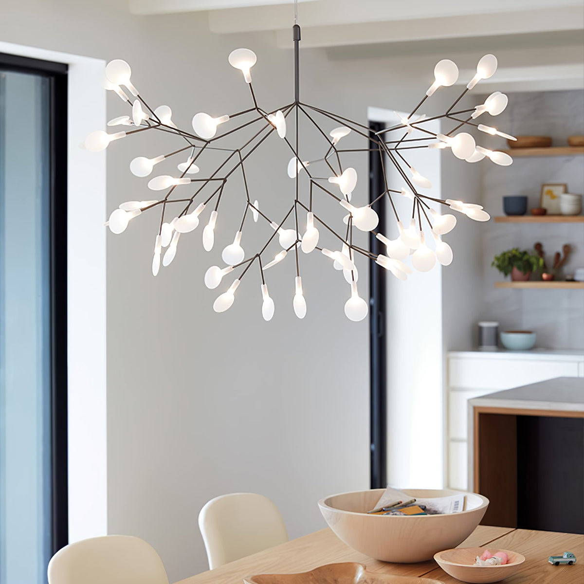 Modern Black Metal Branch Chandelier – Firefly LED