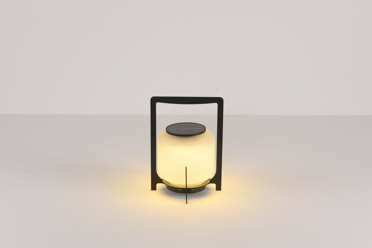 Modern Glass Lantern Table Lamp – Solar Lamp for Patio